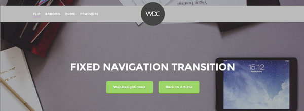 jQuery Fixed Navigation Transition